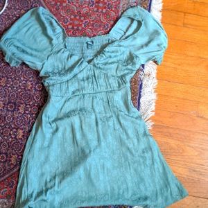 Jade green floral mini dress